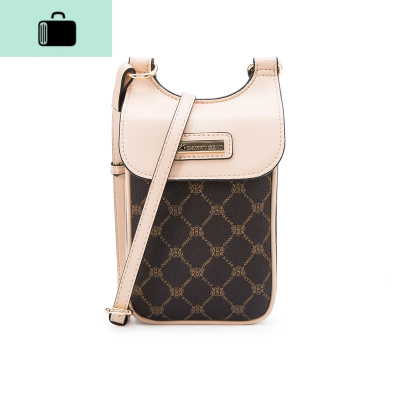 2020新款斜挎包女包单肩报 时尚手机包袋随身小包NEW LAKE 咖啡配杏色女斜挎包