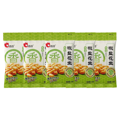 洽洽香花生仁香酥脆微咸适口小吃炒货休闲零食包椒盐味130g*5袋