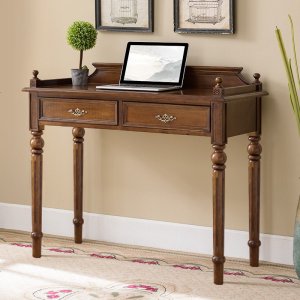 欧式实木电脑桌写字台美式书桌家用书房家具套装组合卧室学习桌椅