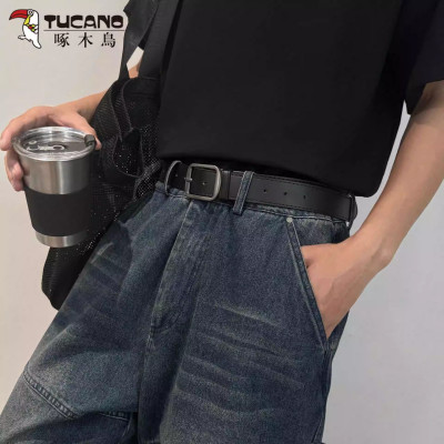 啄木鸟针扣皮带男潮韩版牛仔裤腰带年轻人简约男女百搭牛仔裤装饰