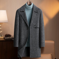 羊驼羊毛阿尔巴卡双面呢长款大衣男士宽松版潮流青年羊毛妮子外套
