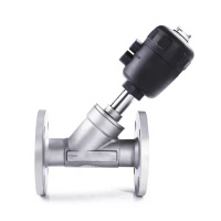 盛京联硕304不锈钢气动法兰角座阀DN100 [4寸]塑料头个