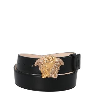 Versace男款皮质腰带金色扣简约商务宽cm