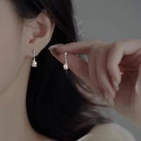 s925银不规则珍珠耳钉女小众设计高级感冷淡风耳环轻奢独特耳坠送女朋友老婆情人节七夕生日礼物