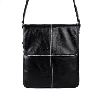 2019新款原创商务男士单肩包PU皮欧美风斜跨时尚黑色