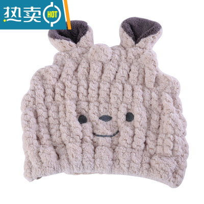 敬平儿童干发帽吸水速干亲子女童洗头擦头浴帽干发巾可爱加厚毛巾 奶咖[2-10岁]