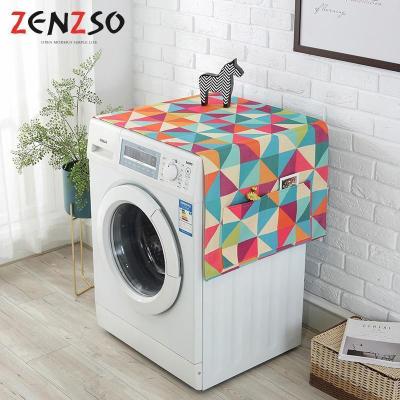 家柏饰(CORATED)简约现代S风棉麻布艺装饰罩套兔洗衣机盖巾 彩色几何防水款 57*135CM