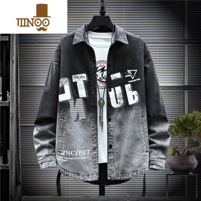 YANXU牛仔外套男宽松2023新款青少年高中初中学生帅气潮牌流夹克