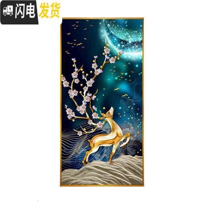 三维工匠5d钻石画满钻发财鹿玄关水晶贴砖挂过道十字绣2019年新 满钻异形钻[90*170cm]需要更大尺寸联系客服定制