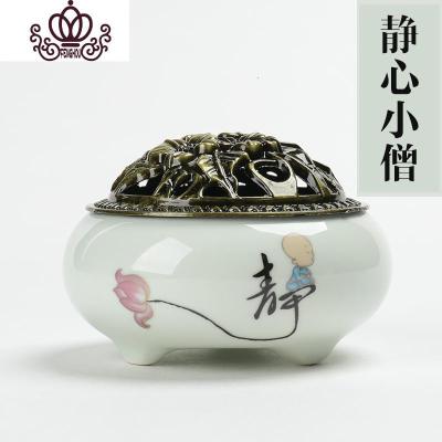 封后沉香炉卫生间卧室内家用桂花坛香檀香庐净化空气熏香炉(静心小僧)送48盘沉香+礼包
