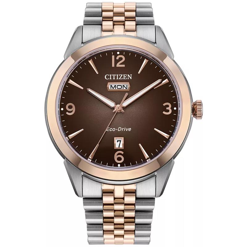 西铁城(CITIZEN)男士经典双色不锈钢腕表40.5mm防水石英表商务休闲手表