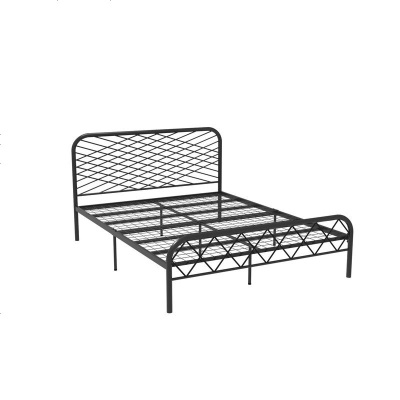 北欧ins网红风斯黛拉金色双人铁床极简设计师1.8米床铁艺床成人 1500mm*2000mm_黑色(网片板