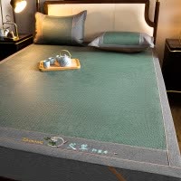 夏季艾草藤席凉席折叠草席子1.8米床家用冰丝凉席三件套软席