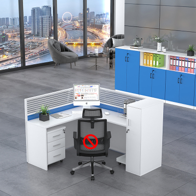 臻远 职员办公桌现代简约员工卡座屏风工作位 L型单人位