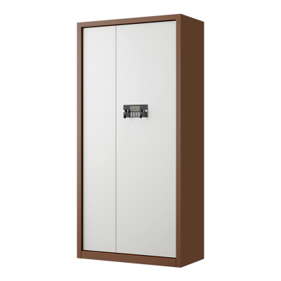 利特莱依指纹电子保密柜钢制密码文件柜档案柜矮柜保密资料柜办公柜通门咖白色:电子密码锁