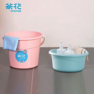 茶花(CHAHUA)洗脸盆30cm+水桶31m塑料盆子泡脚桶洗脚盆