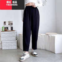 YIBUSHENG棉绸休闲裤女2023年季高腰显瘦哈伦裤九分萝卜裤人造棉小脚裤薄