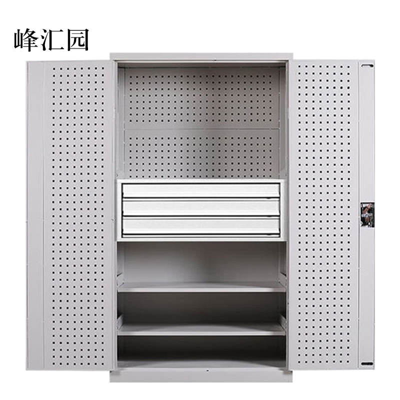 峰汇园工具柜加厚铁皮储物柜工厂车间用带抽屉汽修多功能收纳柜通门内三抽柜灰白色