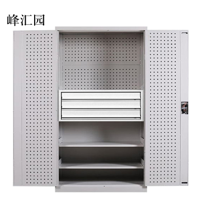 峰汇园工具柜加厚铁皮储物柜工厂车间用带抽屉汽修多功能收纳柜通门内三抽柜灰白色