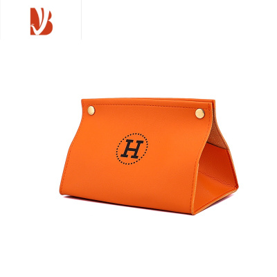 三维工匠桌面网红抽纸盒创意纸抽盒卫生间车载纸巾盒客厅轻奢纸巾盒% H爱马橙平口款★