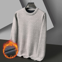 雪貂毛休闲男士针织衫半高领冬季保暖加绒加厚雪貂中年打底毛衫