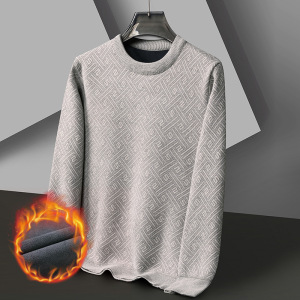 雪貂毛休闲男士针织衫半高领冬季保暖加绒加厚雪貂中年打底毛衫