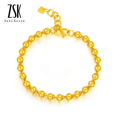 ZSK珠宝黄金手链女士足金手链女款金珠手链结婚首饰全光珠手链送女友（计价）6.69克/16+2.5CM尾链