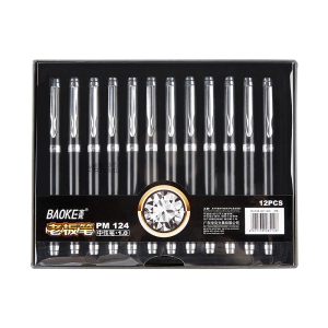 宝克(BAOKE)PM124 绅宝签名笔商务亚光黑金属中性笔 1.0mm 黑色