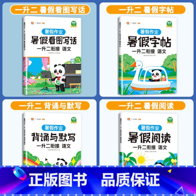 [1升2暑假衔接4本]语文专项 小学一年级 [正版]一年级下册看图写话暑假衔接一升二暑假作业人教版小学生1升2署假语文说
