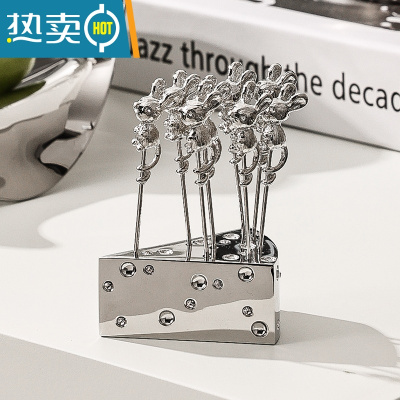 敬平创意家用可爱金属水果签北欧ins风轻奢水果叉子装饰摆件 水果叉