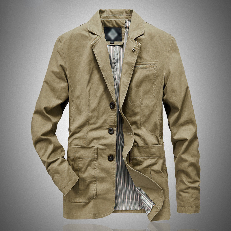 JEEP吉普秋季新款男商务休闲西服男士翻领西服水洗棉外套