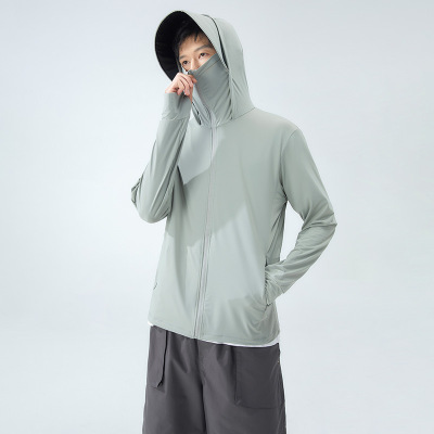 夏季男装冰丝情侣户外防晒衣透气可拆帽檐防紫外线防晒服外套大码
