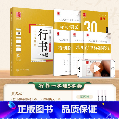 5本 行书一本通(送3支水性圆珠笔) [正版]字帖吴玉生行楷一本通练字帖成人钢笔控笔训练字帖行书字帖练字成年男初中学生考