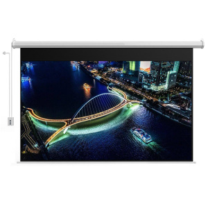 AREDY投影仪幕布 电动[含遥控器]办公/家用 白塑自动升降投影机壁挂超清无甲醛左右接电幕布