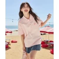 [1.5折价41元]唐狮春夏新款polo衫短袖t恤女时尚高级夏季纯棉白色短袖小个子女