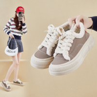 冬季加绒小白鞋新款韩版ins女学生厚底增高保暖板鞋休闲