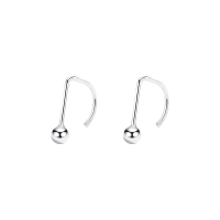 925纯银圆豆弯钩耳钉女耳环耳饰小巧简约养耳洞个性男2025送女朋友老婆情人节七夕生日礼物