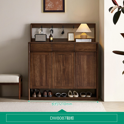 全友家居三门鞋柜新中式入户柜玄关柜客厅隔断储物收纳换鞋柜子