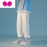 七斓灰色裤子男士夏季薄款宽松束脚卫裤男生潮牌男款运动休闲长裤