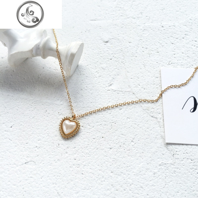 日韩国甜美气质简约项链颈链创意时尚百搭金属珍珠爱心锁骨链颈带 JiMi