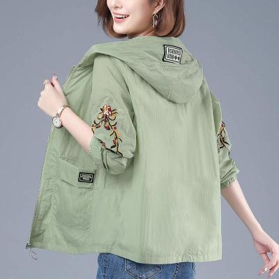 春季薄款短外套2021年透气防晒衣女宽松中年妈妈装夏季防晒衫男兵女将