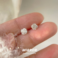 925纯银立体玫瑰花耳钉女简约睡觉不用摘耳环耳饰小众设计送女朋友老婆情人节七夕生日礼物