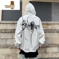 YANXUscs想文 美式街头字母蜘蛛印花开衫外套男女宽松薄款连帽情侣卫衣