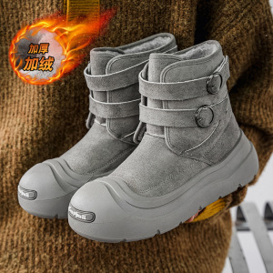 情侣款棉鞋室外包头保暖雪地靴透气绒面加绒加厚男鞋冬季工装靴子
