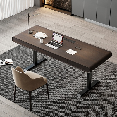 易企采 200CM四抽升降书办公桌轻奢现代智能电动老板桌双人电脑工作台