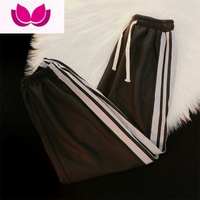 七斓华夫格裤子男夏季薄款炸街ins潮牌束脚运动裤宽松百搭休闲九分裤