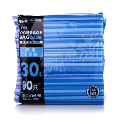 旭包鲜日本品牌垃圾袋50cm*60cm*3卷90只装一次性厨房家用办公点段式增厚强韧清洁塑料袋