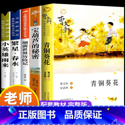 [全5册]青铜葵花+宝葫芦+繁星春水+小英雄雨来+细菌世界 [正版]青铜葵花草房子原著完整版 小学生三四五六年级下册阅读