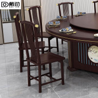 戴劲新中式手动餐桌酒店大圆桌木质现代桌包厢大型餐桌配套椅子
