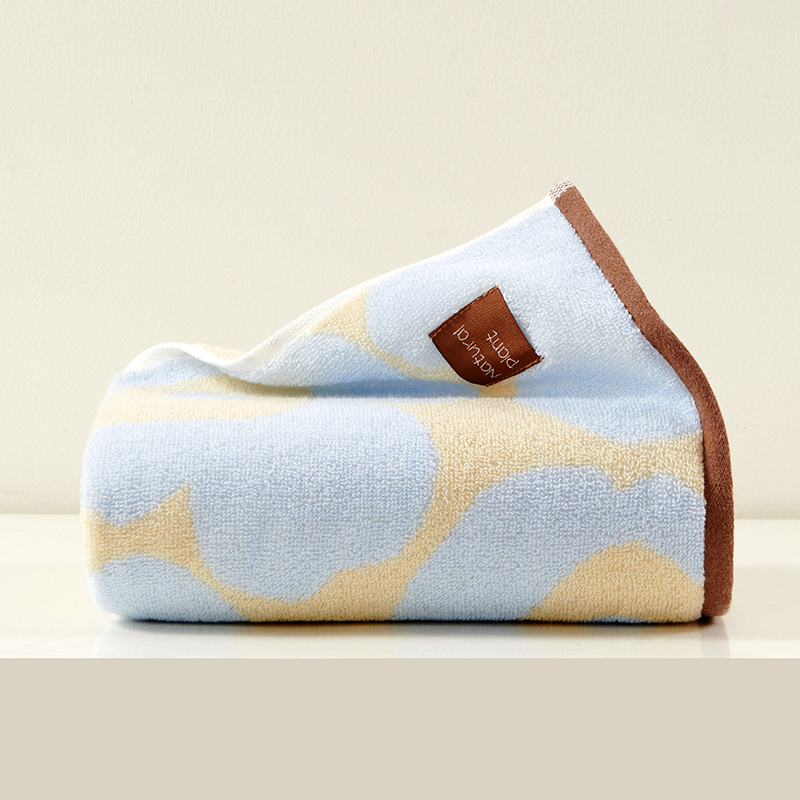 洁玉 春野樱精梳棉提花毛巾 34*74cm 95g 1条装 J4017F 蓝色